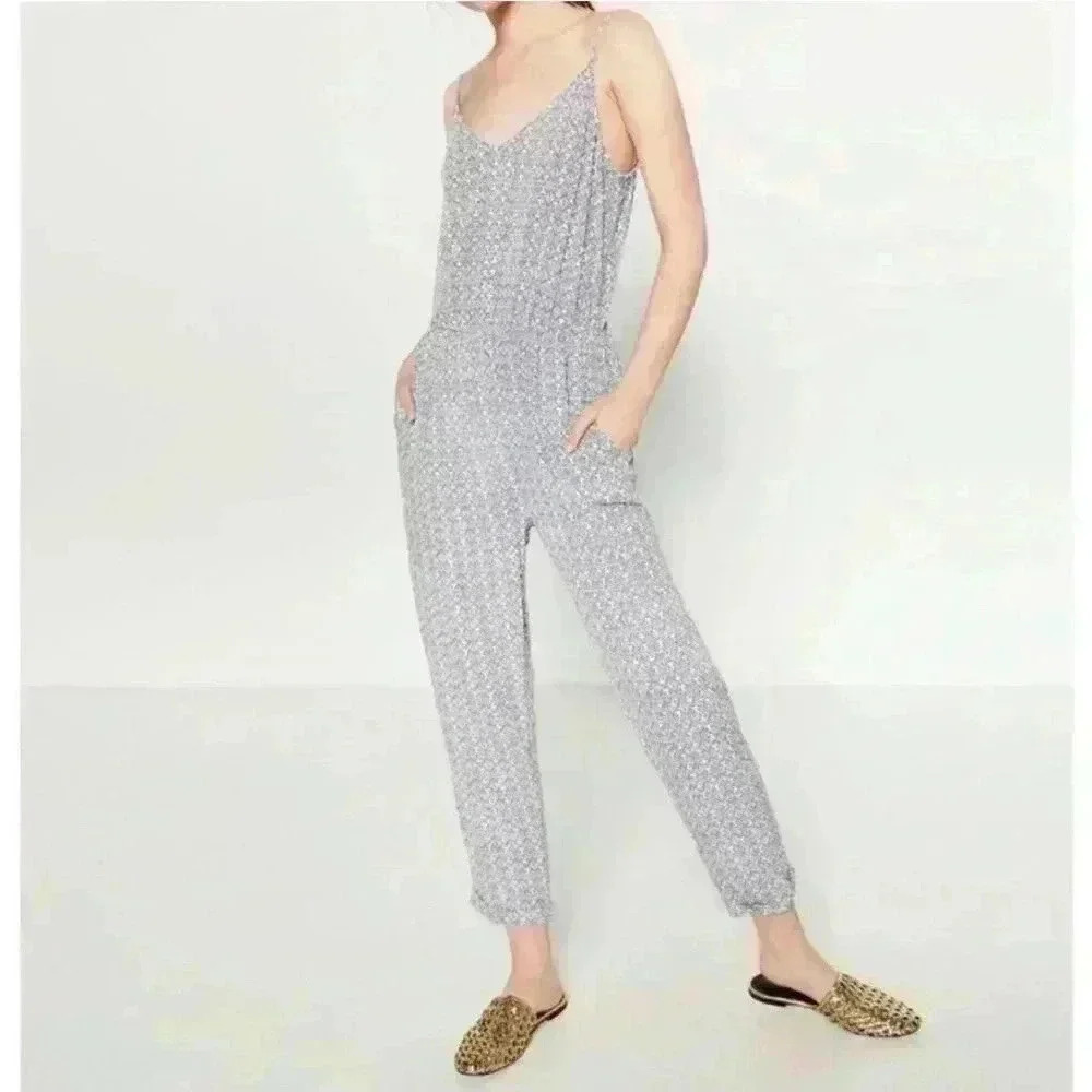 ZARA Spaghetti Strap Boho Printed Jumpsuit with Pockets Size Medium‎